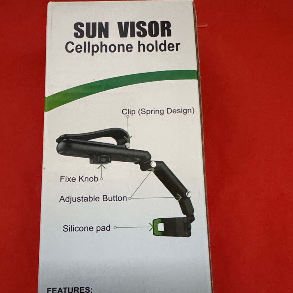 Green Sun Visor Phone Mount NEW IN BOX NEVER OPENED - Picture 2 of 6